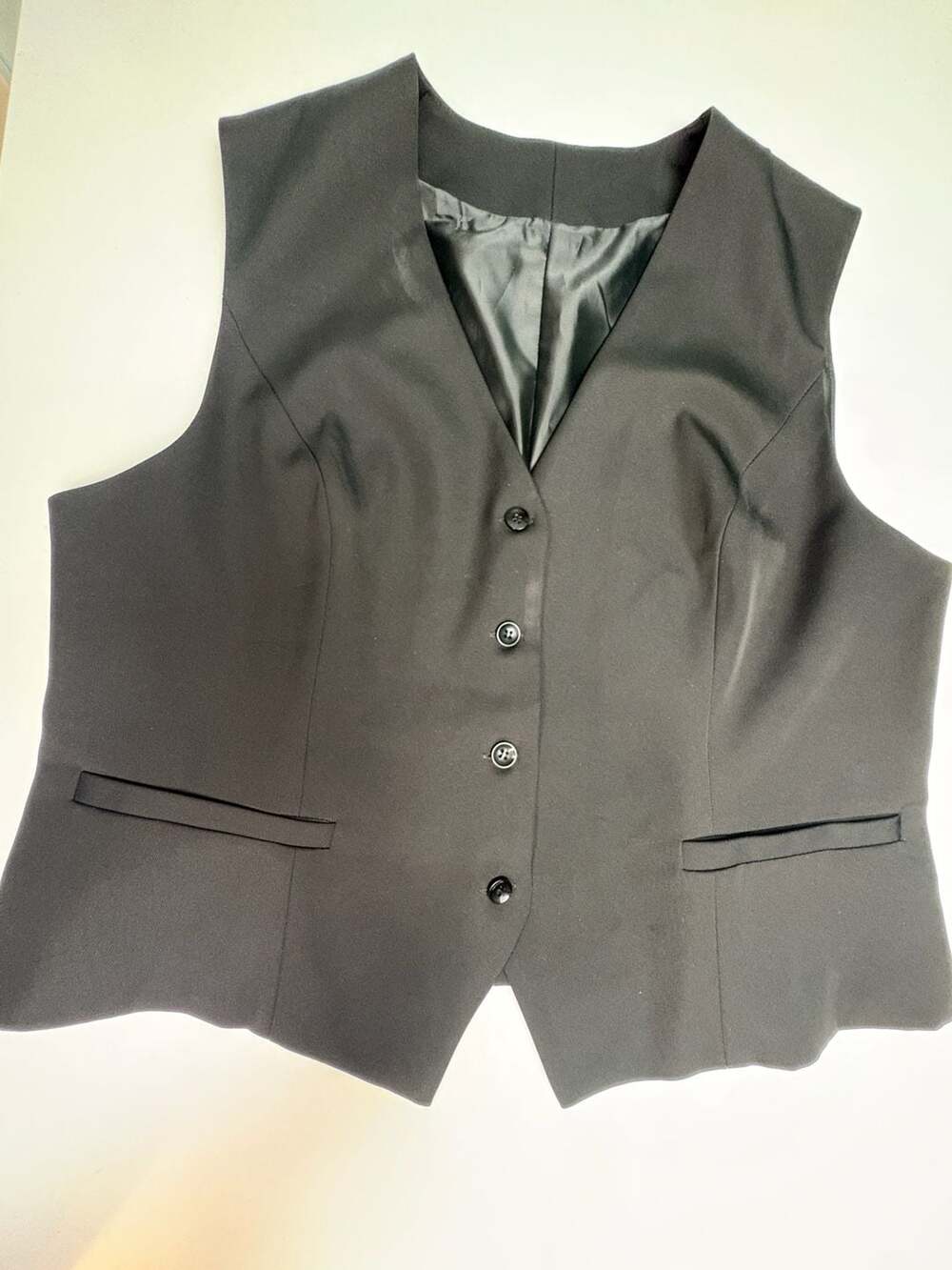 Faucome Women's Suit Vest Size XXL Black V-Neck Fully Lined